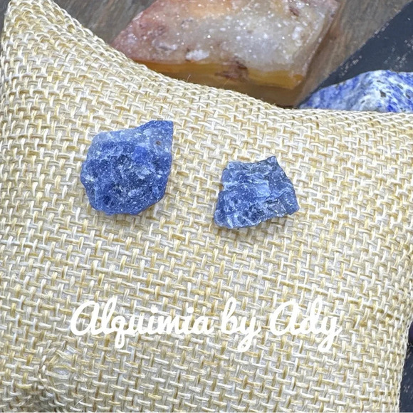 Sodalite raw drusy maxi stud earrings/maximalism/yoga/worry stone